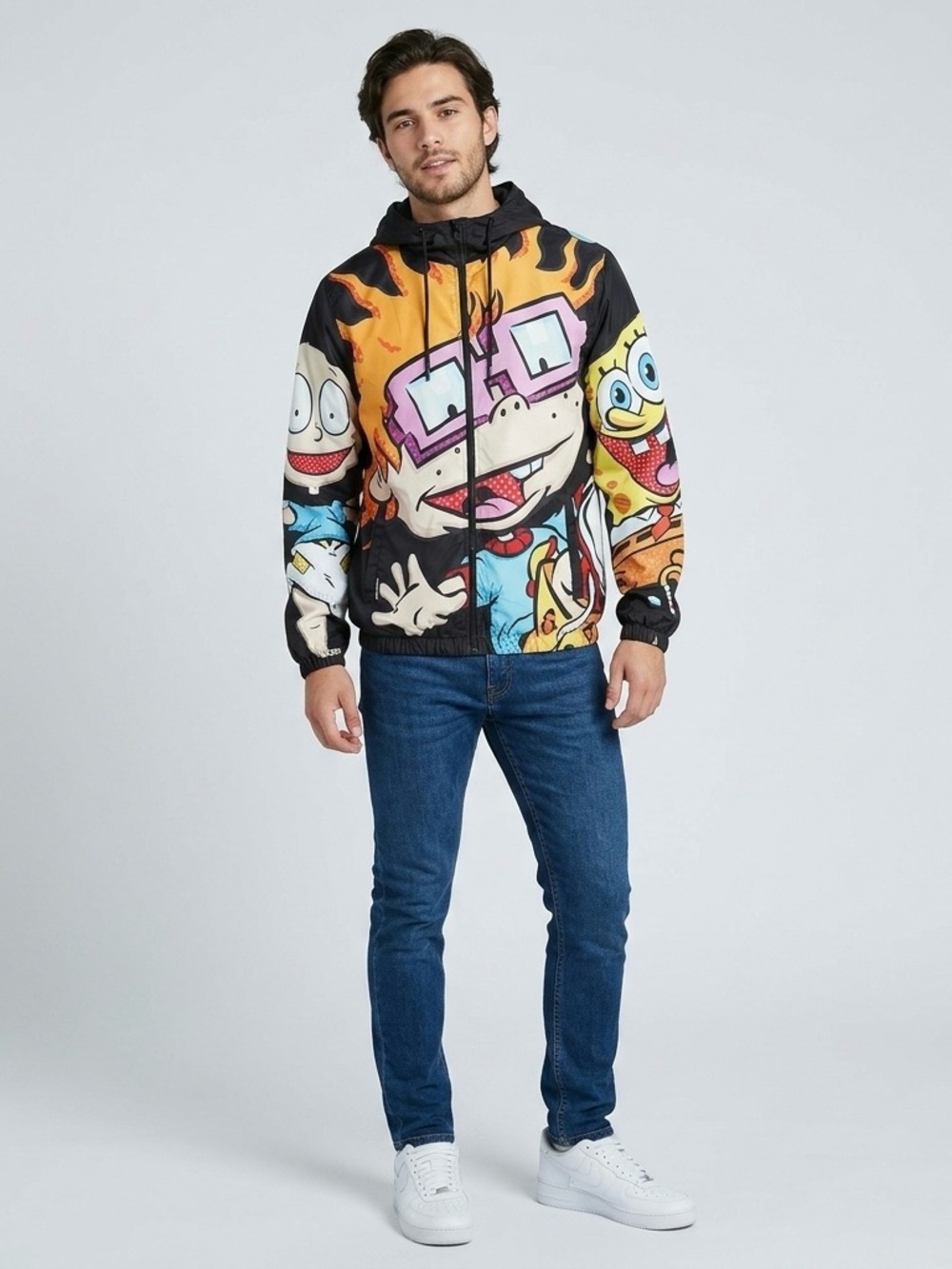 🔴 Members Only Nickelodeon Windbreaker Jacket Rugrats Spongebob Rocko Medium